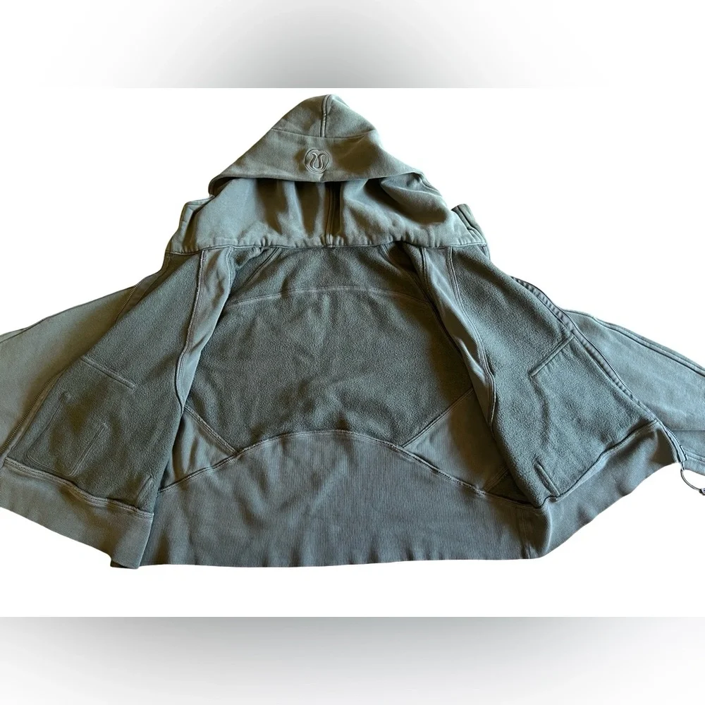 LULULEMON Scuba Oversized Full Zip Hoodie M/L Green Sweatshirt W3EOZS Logo Hood - Picture 7 of 9